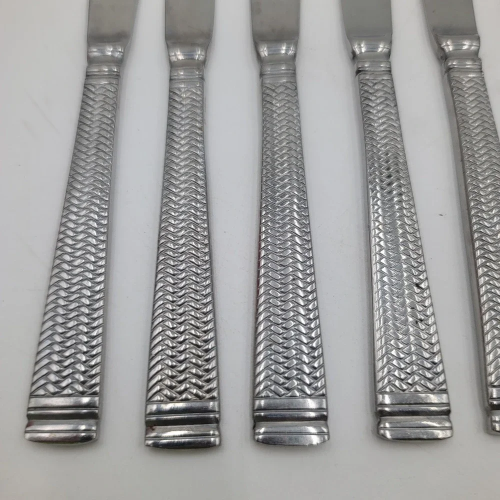 11pc Farberware Basketweave Stainless Steel‎ Dinner Knives Serrated